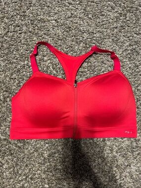 PINK Victoria's Secret Zip-Front Racerback Sports Bra in Red